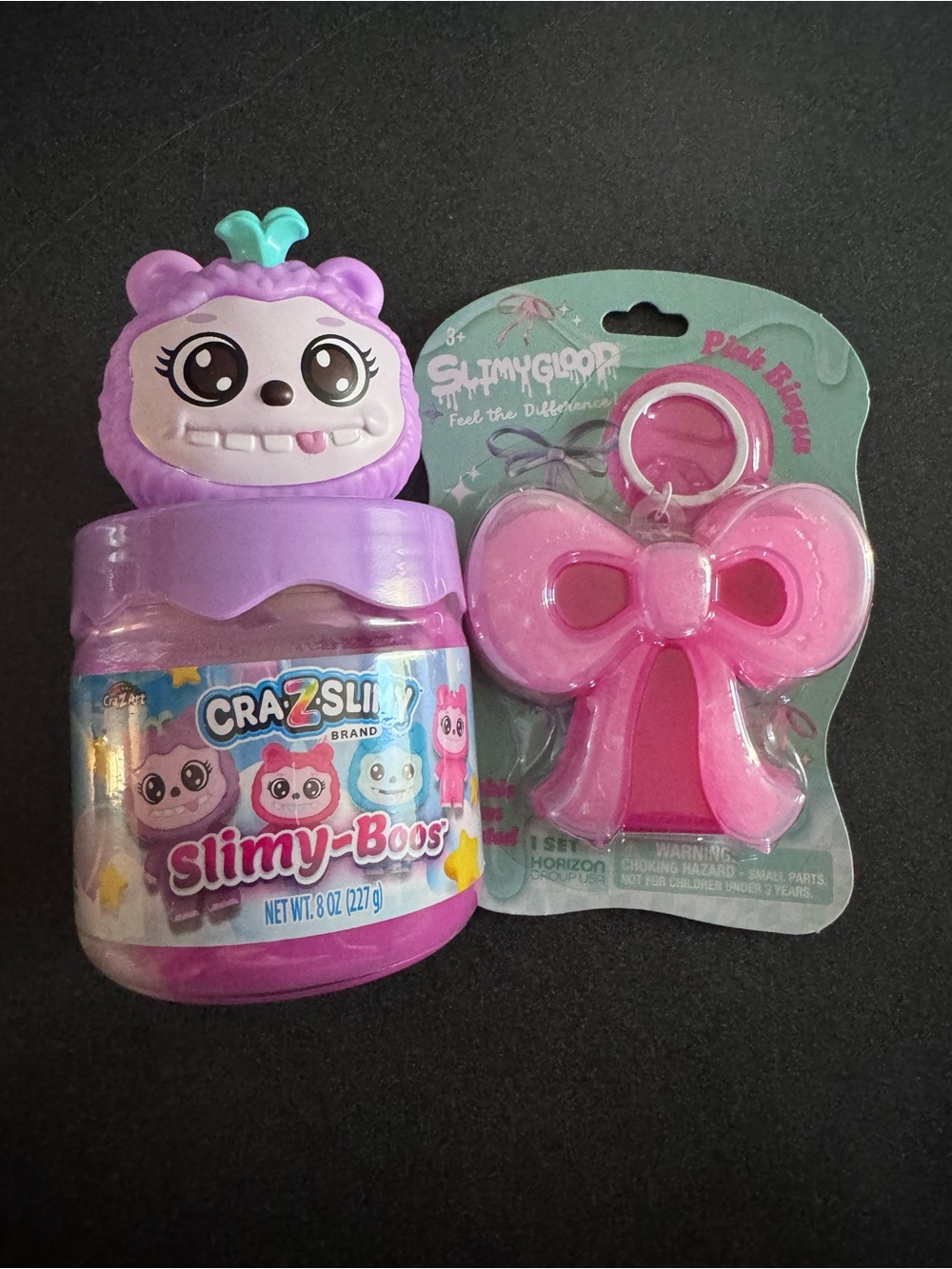 Slimy-Boos Purple Jar with Pink Bow Keychain